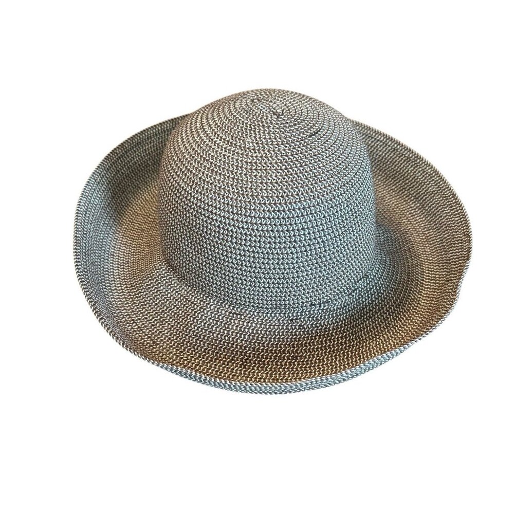 Vintage Womens Woven Sun Hat Brown Wide‎ Brimmed Brown Natural Tone Boho OSFM